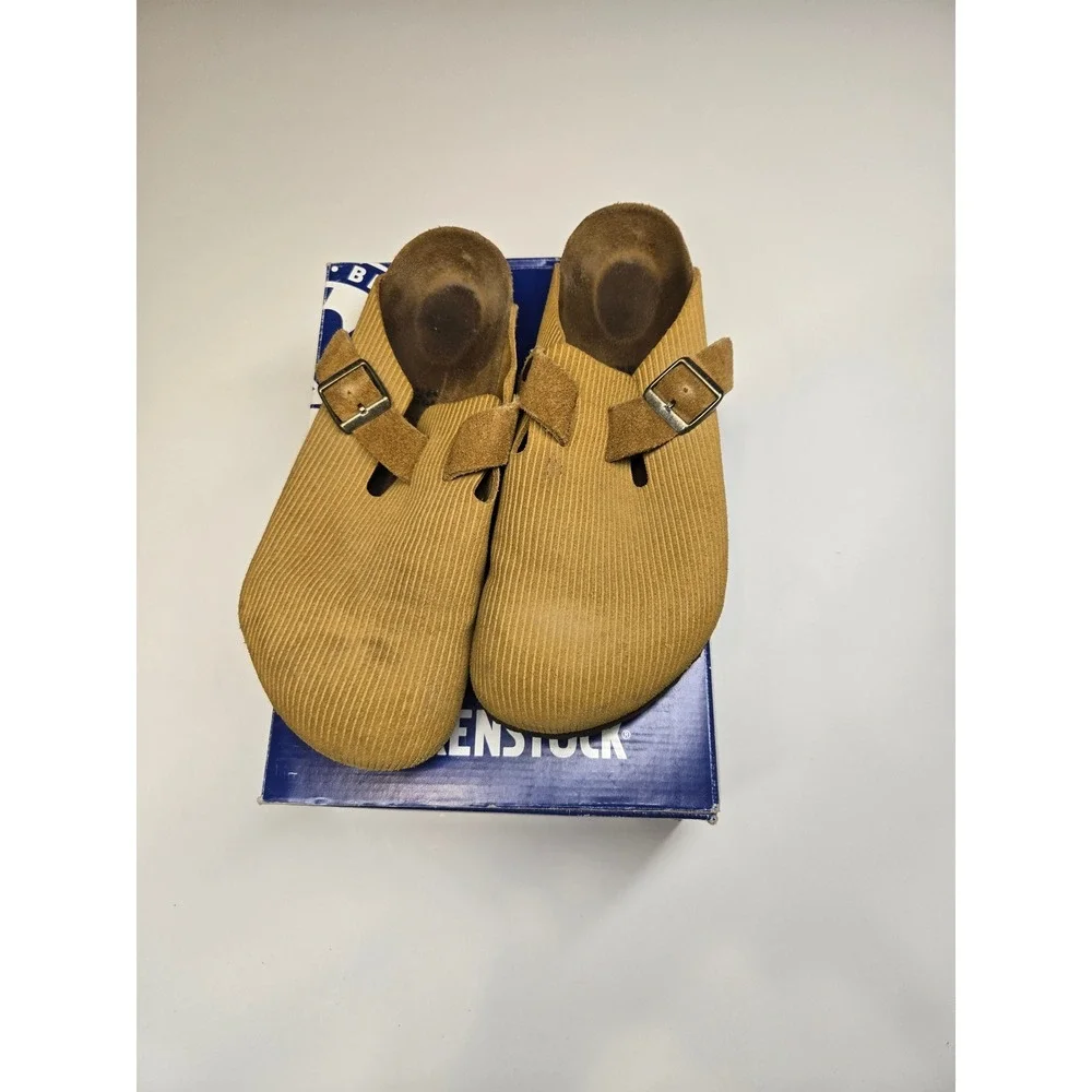 Birkenstock Boston Clogs Mens 43 10 Cork Brown Corduroy Suede Mules 1026155